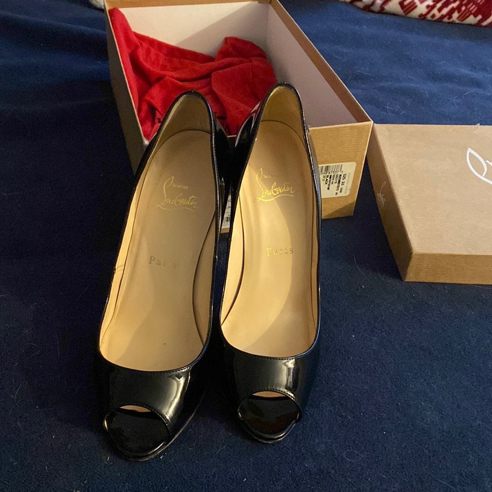 Christian Louboutin black patent heels 37.5